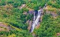 Brekkefossen Waterfall close up near flam in Norway