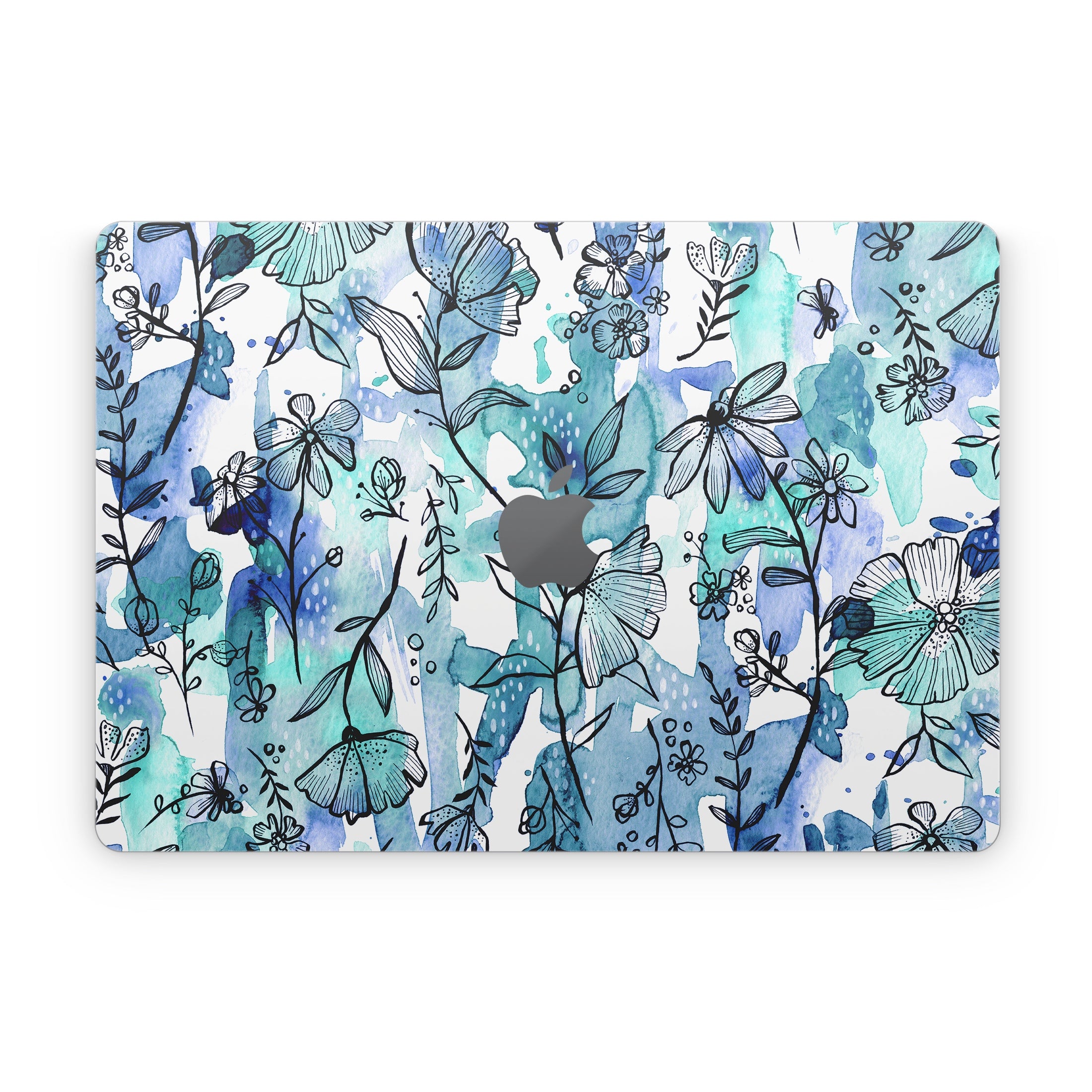 Blue Ink Floral - Apple MacBook Skin