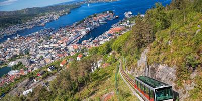 Floibanen Funicular at Mount Floyen in Norway