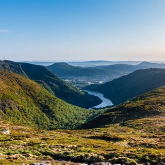 mountaintop view from mount ulriken from the vidden hiking trail ad