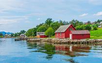Norwegian village rural houses sea view, Norway, Rosendal.