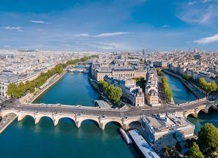  Aerial view of Pont Neuf and the River Seine, Paris
